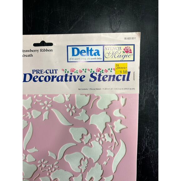 90s Vtg- Stencil Magic Delta Strawberry Ribbon Wreath Border No. 956030011 NWT - Picture 3 of 6